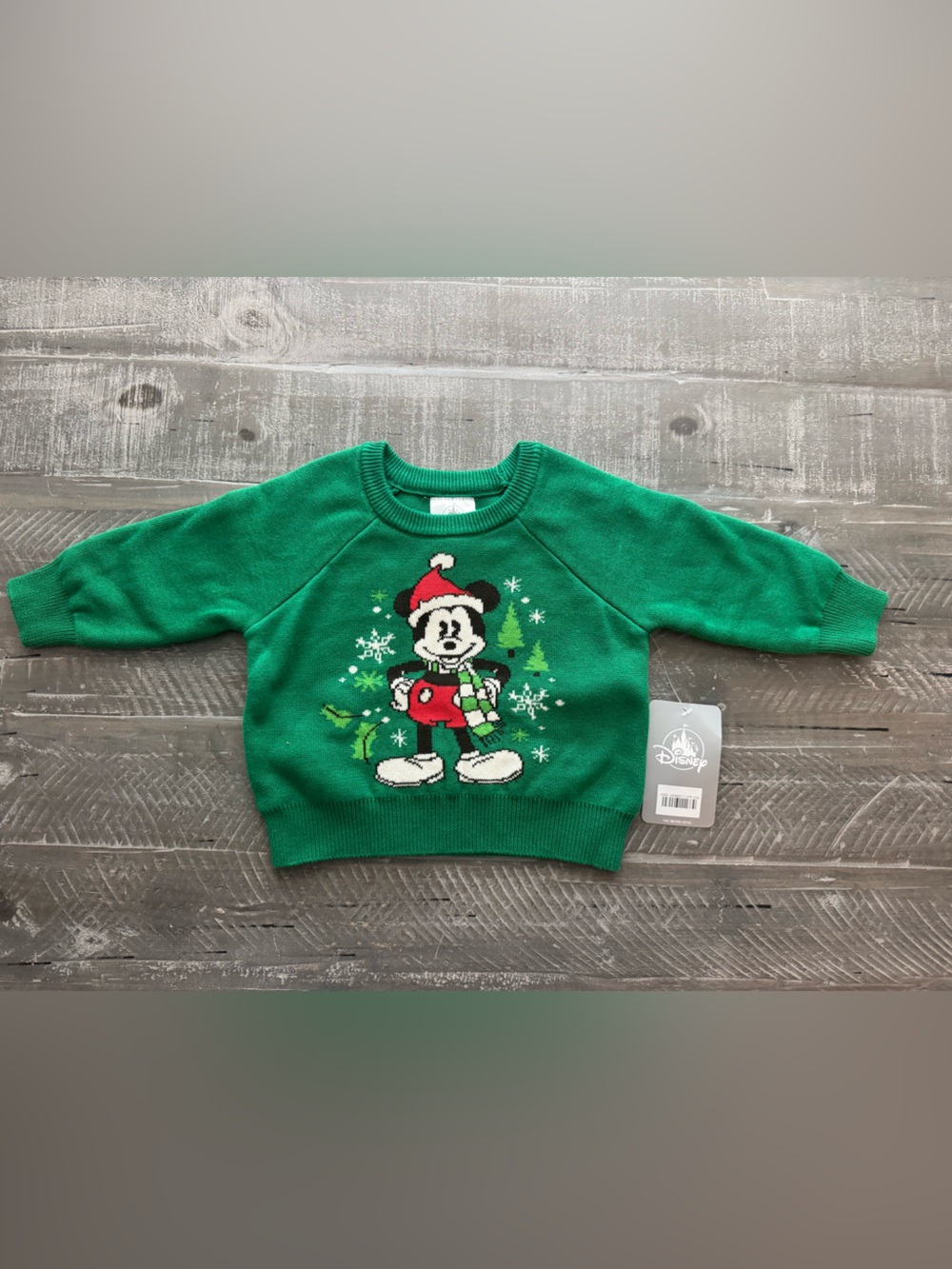 Disney Green Mickey Mouse Holiday Sweater - 6-9 Months - NWT